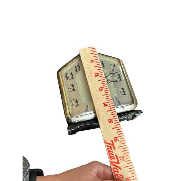 Antique Ingraham 8 Day GABLE Alarm Clock Metal With Glass Intact Retro Preloved - Picture 3 of 10